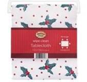 Holly design Christmas, wipe clean, pvc tablecloth* (132x178cm) Holly design Christmas, wipe clean, pvc tablecloth* (132x178cm)