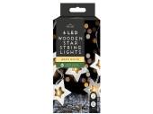 6 led wooden star string lights - WARM WHITE (indoor only)