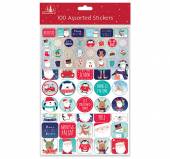 Pkt 100, assorted Christmas stickers. Pkt 100, assorted Christmas stickers.