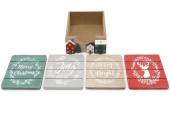 Set 4, Christmas houses wooden coasters. Set 4, Christmas houses wooden coasters.