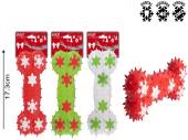 Spikey rubber snowflake bone dog toy 3/cols. Spikey rubber snowflake bone dog toy 3/cols.