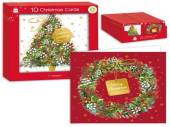 Box 10, square tree/wreath Christmas cards - 2designs.