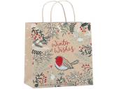 Christmas eco MEDIUM paper gift bag - ROBIN   (27x22x11cm)
