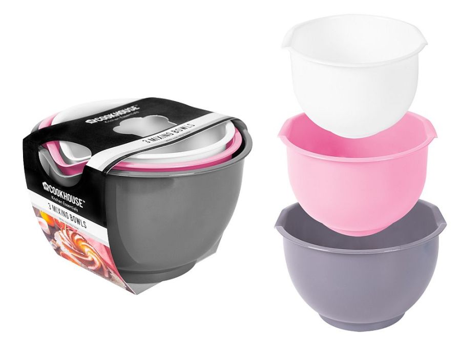 Set 3, plastic mixing bowls*
(19/21/24cm)