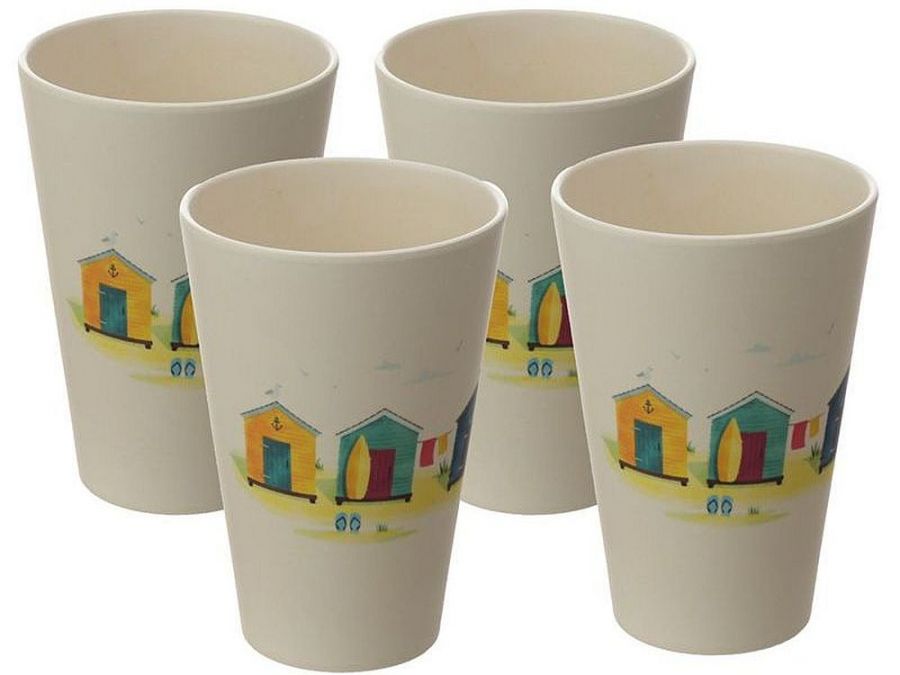 Pack 4, bamboo beach hut beakers.