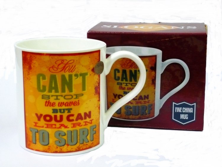 Stop the waves learn surf boxed mug.