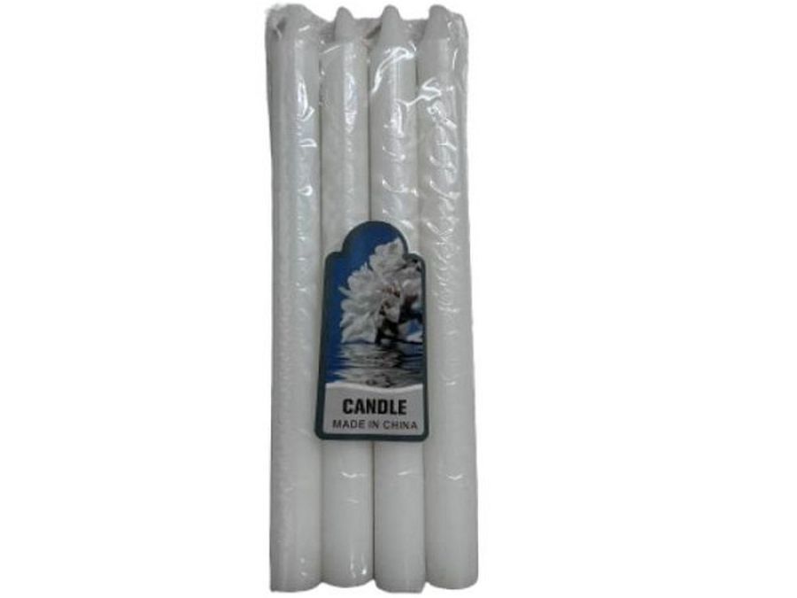 Pack 4, white candles L19cm*
