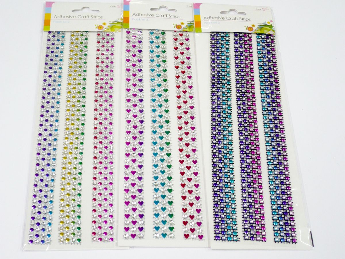 Adhesive rainbow craft strips - 3asstd*