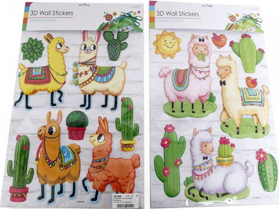 3d llama wall stickers - 2asstd*