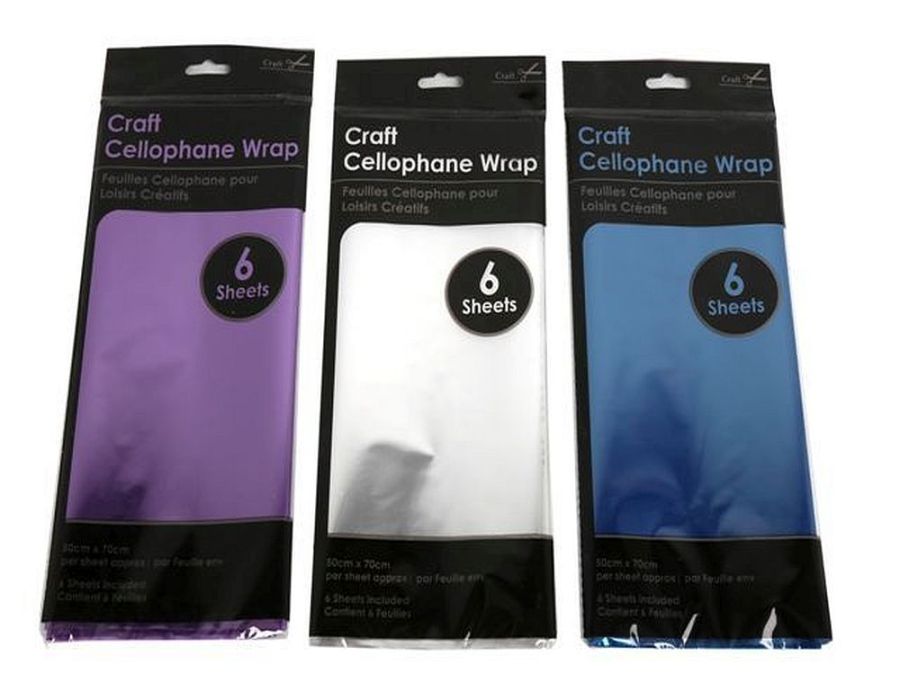 Pack 6, cellophane wrap sheets - CLEAR ONLY!!* (50x70cm)