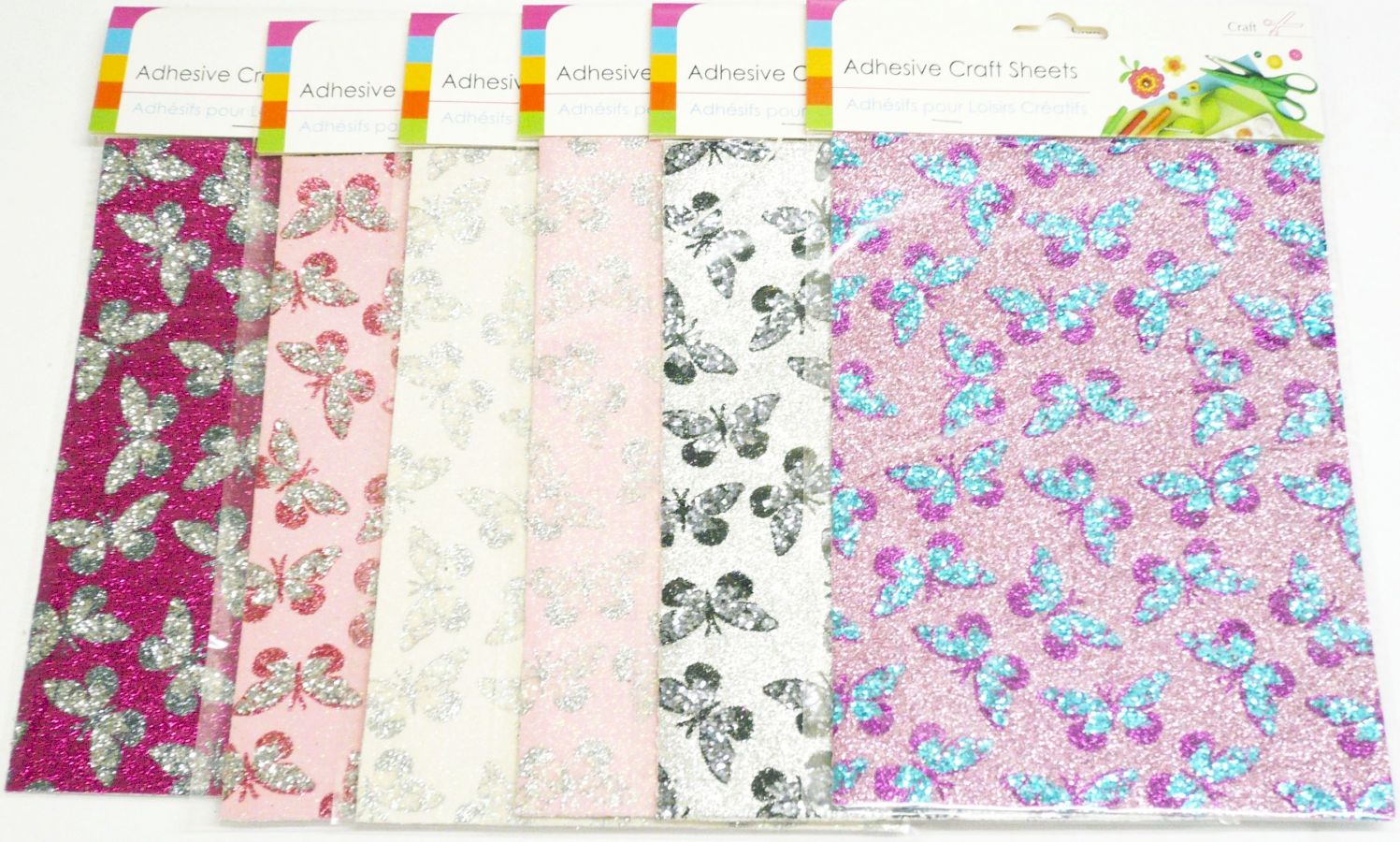 A5 adhesive glitter butterfly craft sheets - 6asstd*