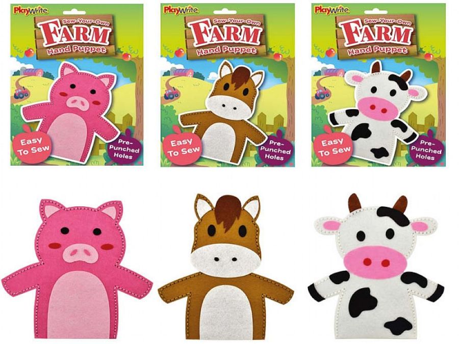 Sew-your-own farm puppets - 3asstd* (25x8cm) Sew-your-own farm puppets - 3asstd* (25x8cm)