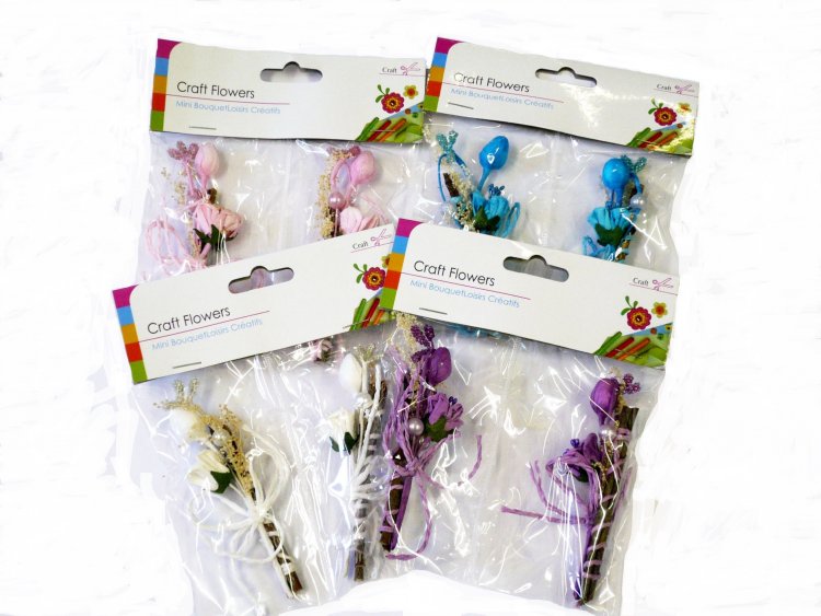 Pkt 2, craft mini bouquet flowers - 4/cols*