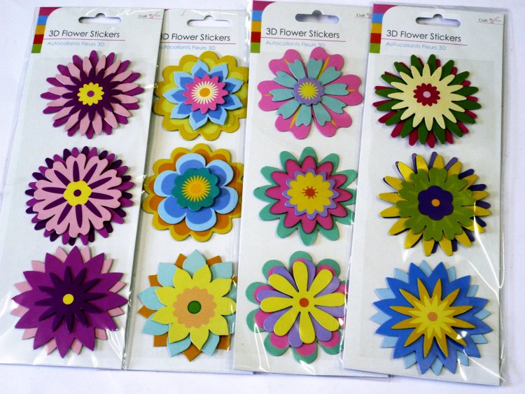 Pkt 3, 3d flower stickers*
