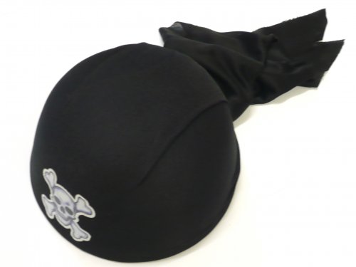Childs black pirate skull cap, dia 18cm