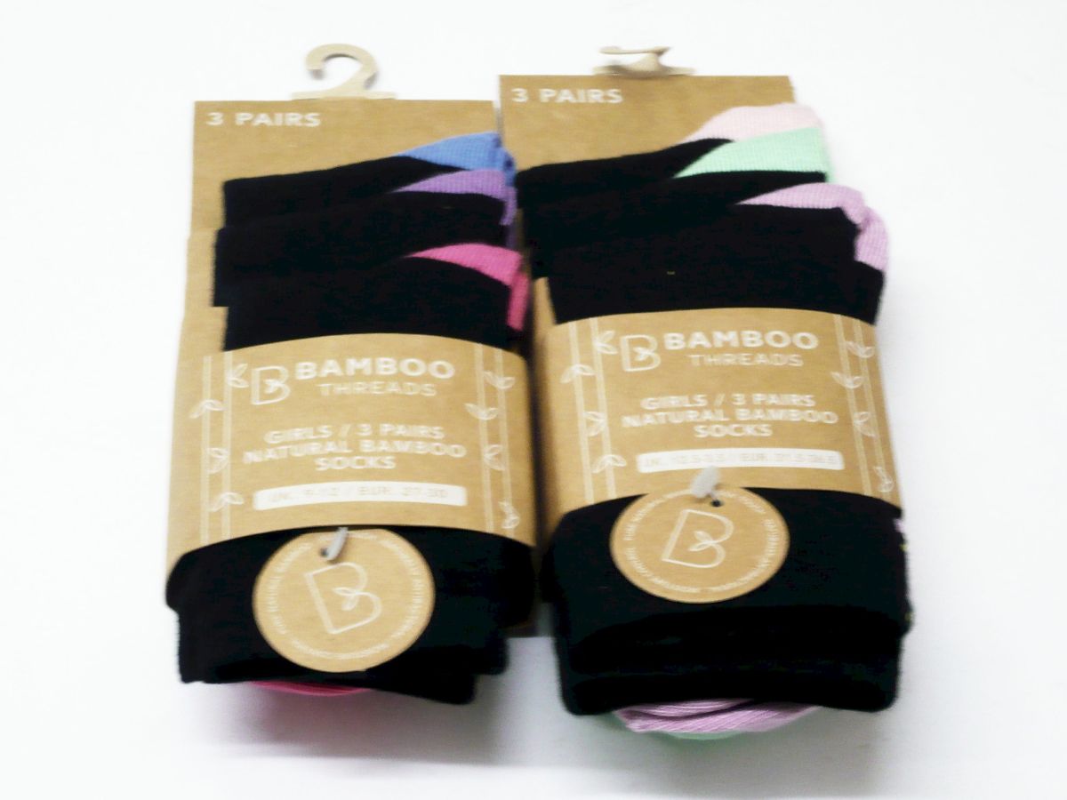 Pkt 3, girls heel/toe contrast socks - 2asstd*
(6-8/9-12/12-3/4-6)