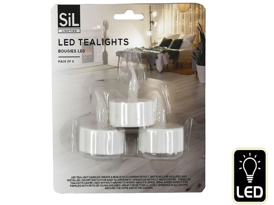 Pack 3, led tealights*
(USE EL251)