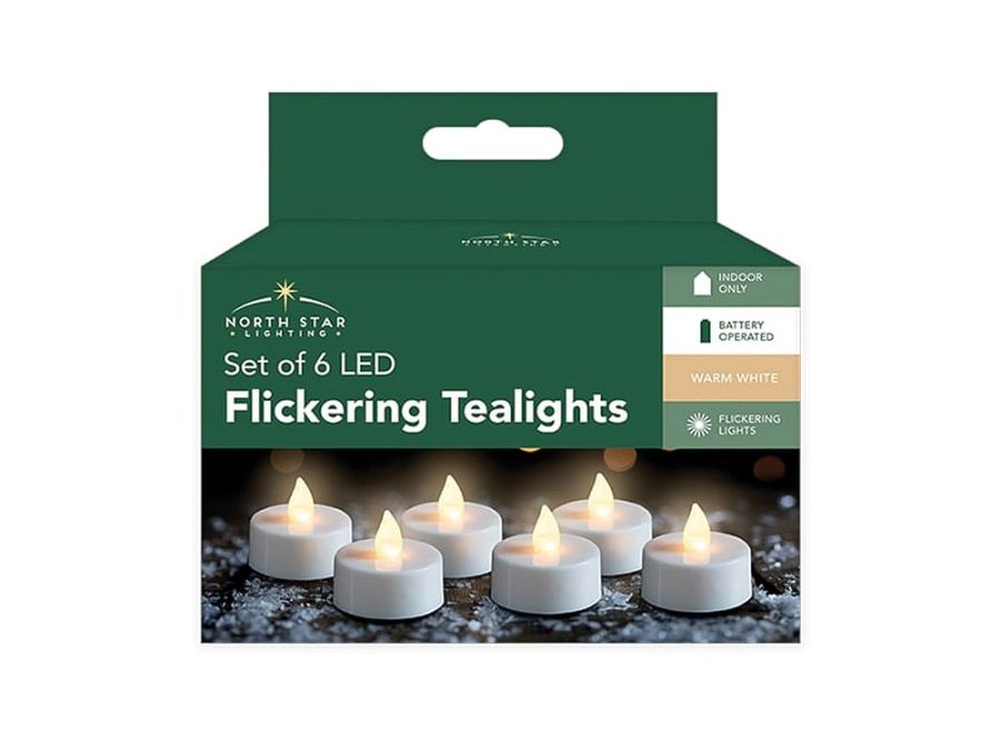 Pack 6, led flickering tealights* Pack 6, led flickering tealights*