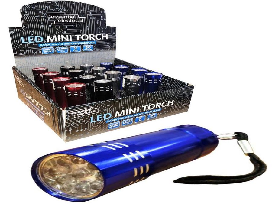 9led mini torch - 4/cols (batts not inc.)   
ADD 16 FOR DISPLAY BOX)
