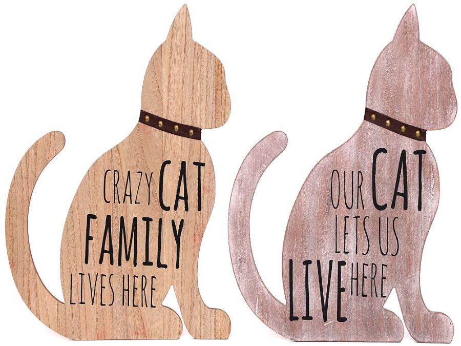 Large wooden cat plaque H40cm - 2asstd. (34 PCS ONLY) Large wooden cat plaque H40cm - 2asstd. (34 PCS ONLY)
