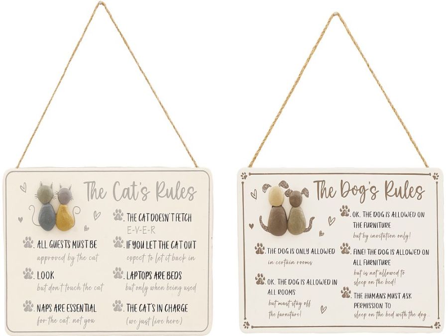 Wood cat or dog rules plaque.
(30x20cm)