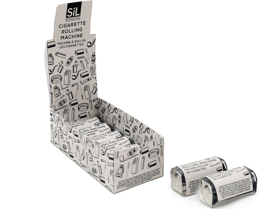 Cigarette rolling machine.
(ADD 12 FOR DISPLAY)