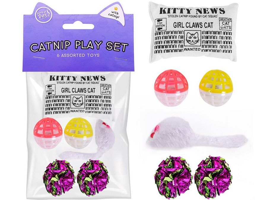 6pc assorted cat toy set*