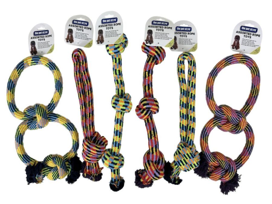 3 assorted heavy duty rope toys - 3/cols*