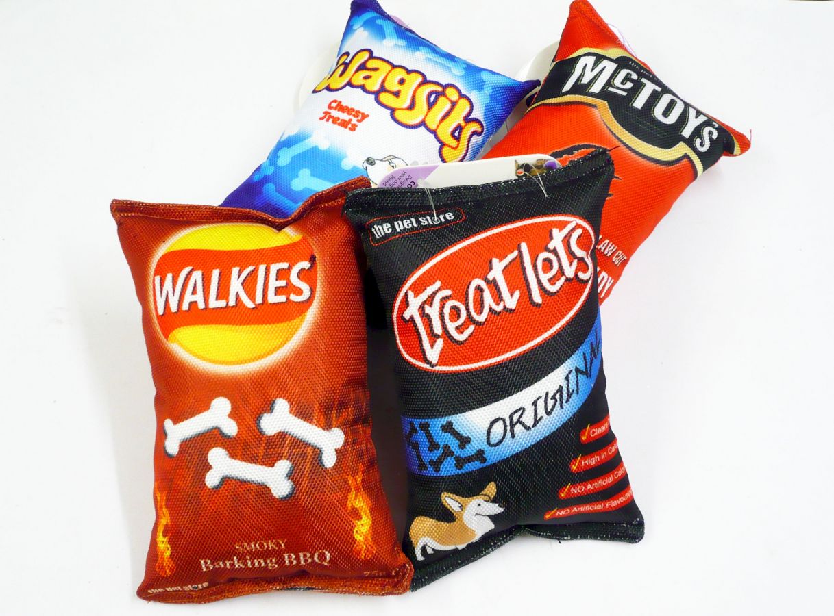 Rustling crisp packet dog toy - 3asstd