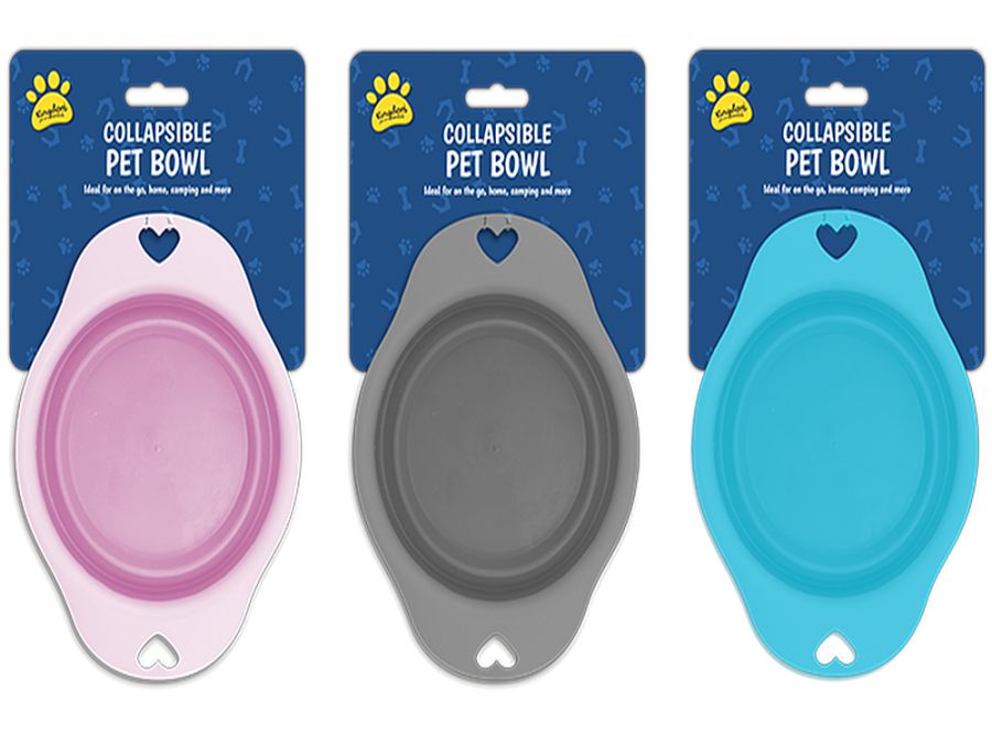 19cm collapsible pet bowl - 3/cols.