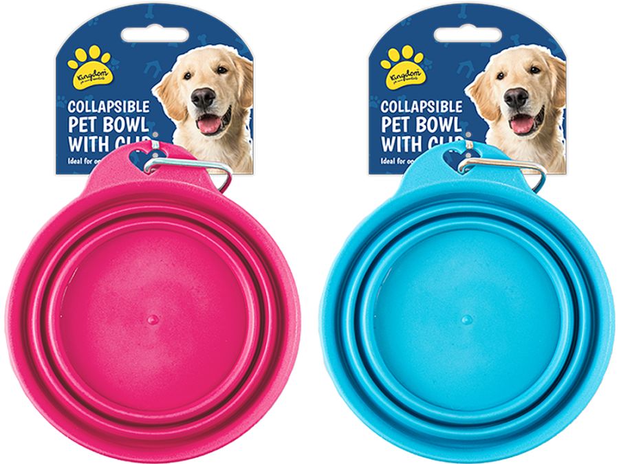 15cm collapsible pet bowl with clip - 3/cols*