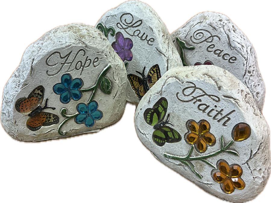Jewelled garden sentiment rock - 4asstd* Jewelled garden sentiment rock - 4asstd*