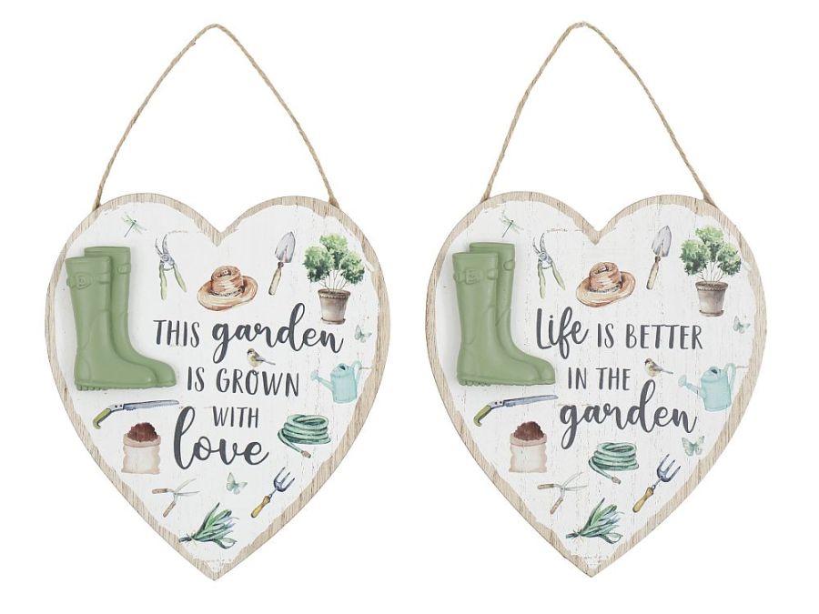 20cm heart shape garden plaque - 2asstd*