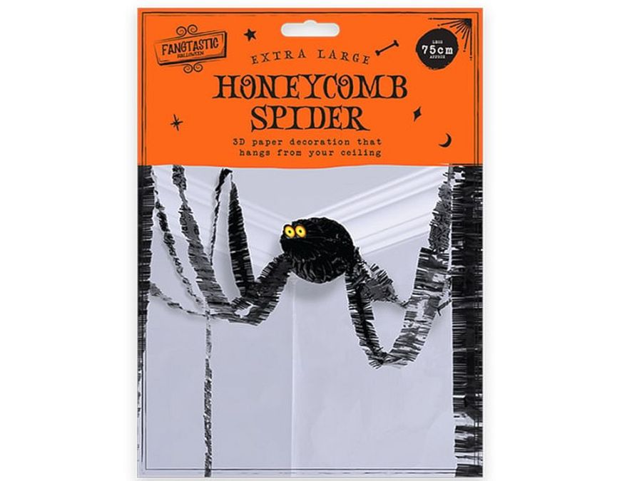 Extra large paper honeycomb spider decoration.