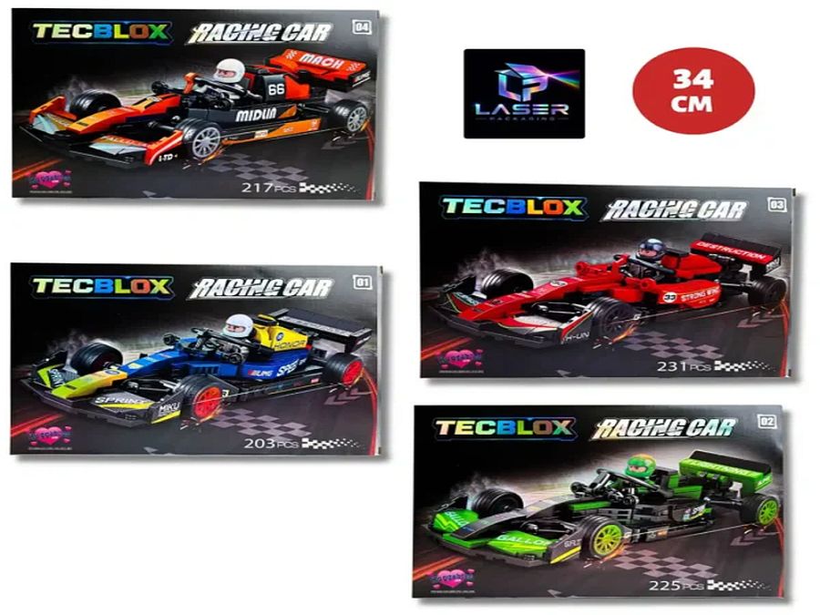 Tecblox b-y-o racing car brick set - 4asstd Tecblox b-y-o racing car brick set - 4asstd