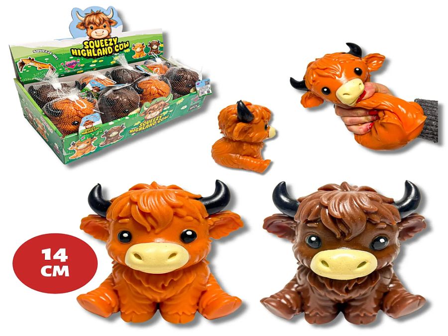 14cm squeezy highland cow - 2/cols*
(ADD 8 FOR DISPLAY)