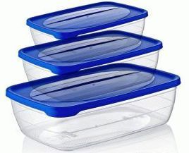 3pc rectangle food boxes - asstd cols* (0.6-1.2-2ltr)