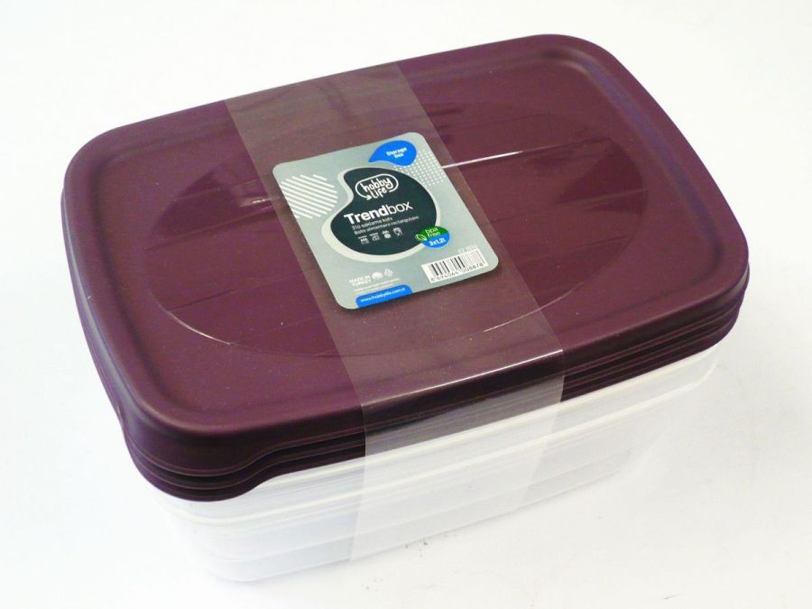 Set 3 1.2ltr rectangle boxes
(14.3x20x10.5cm)*