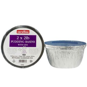 Pack 2, 2lb pudding basins with lids. Pack 2, 2lb pudding basins with lids.