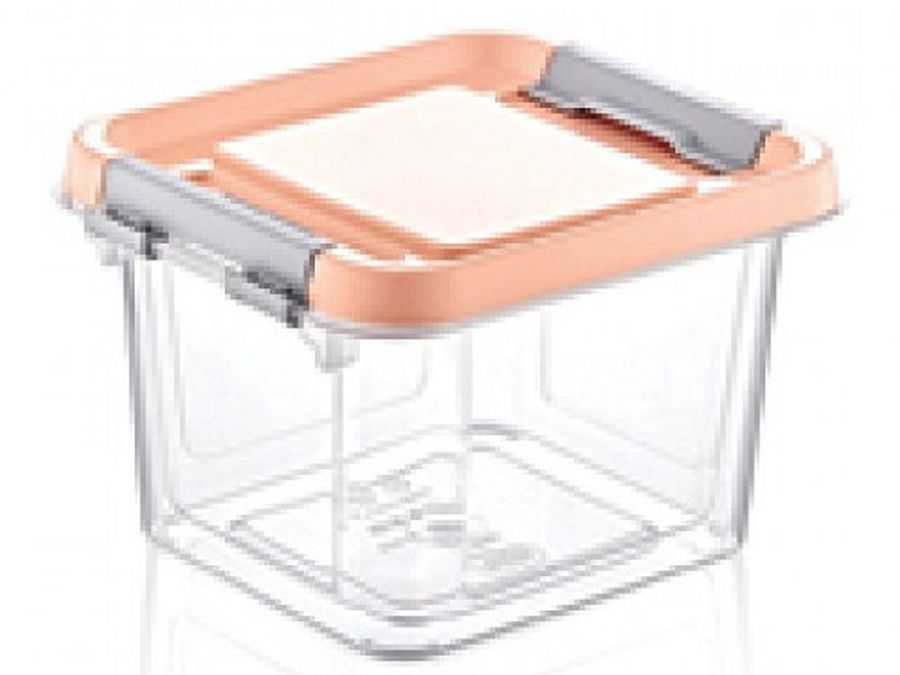 800ml square multi box with coloured clip lid - 4/cols*