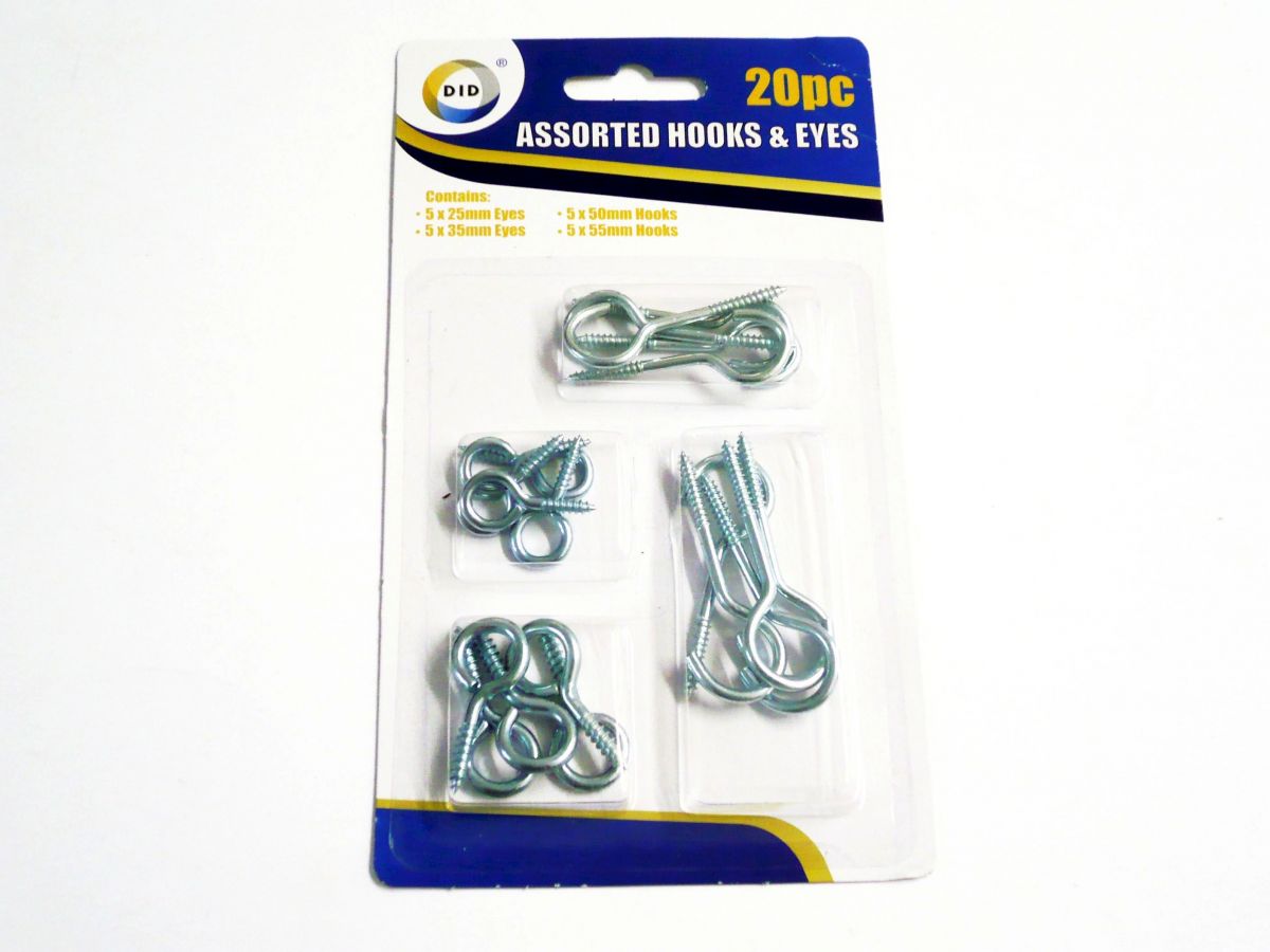 20pc assorted hooks and eyes*