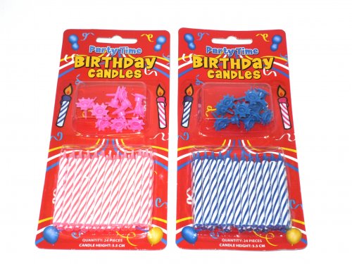 Pack24, birthday candles with holders.