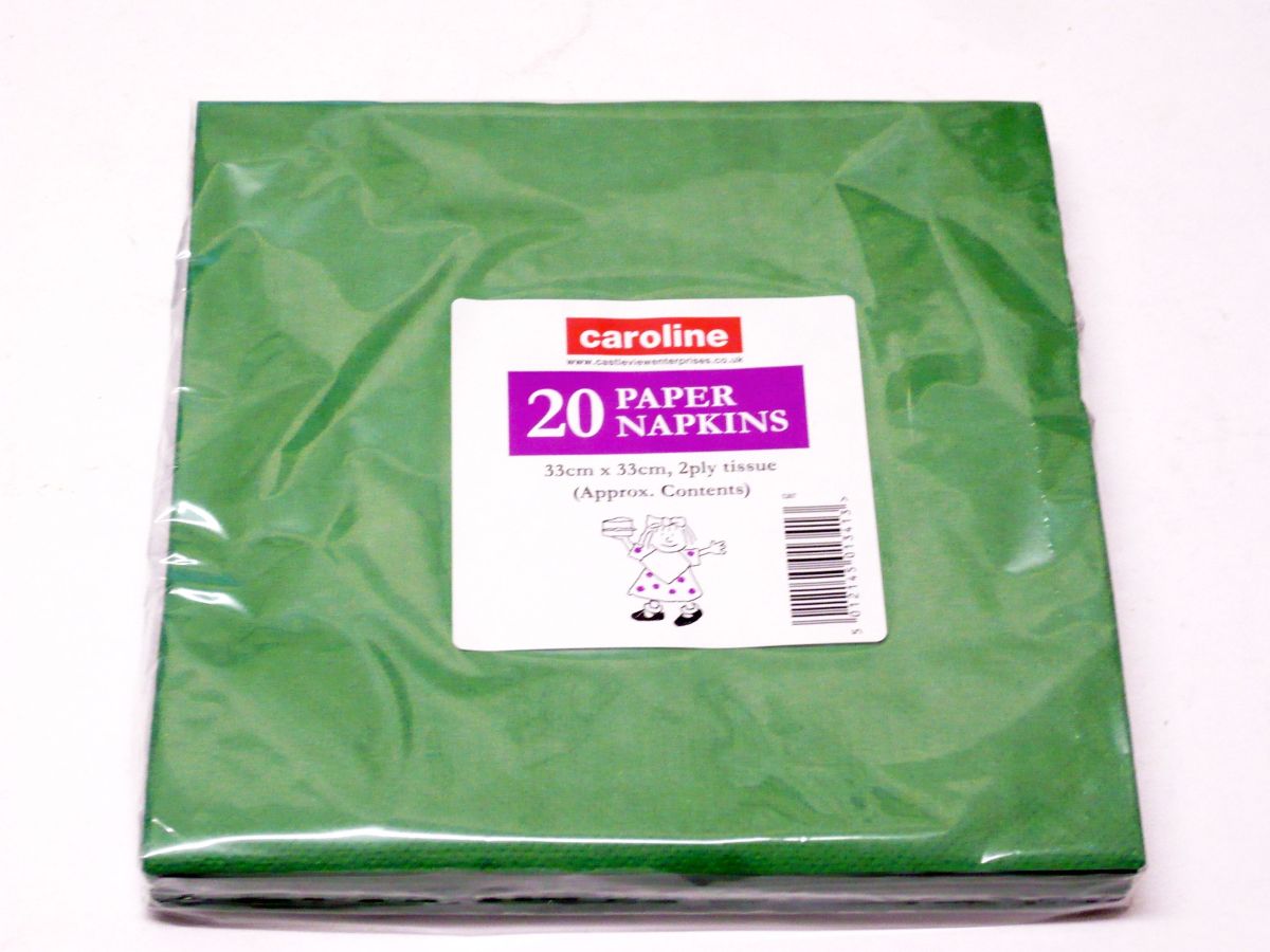 Pack 20, 33cm 2ply green napkins*