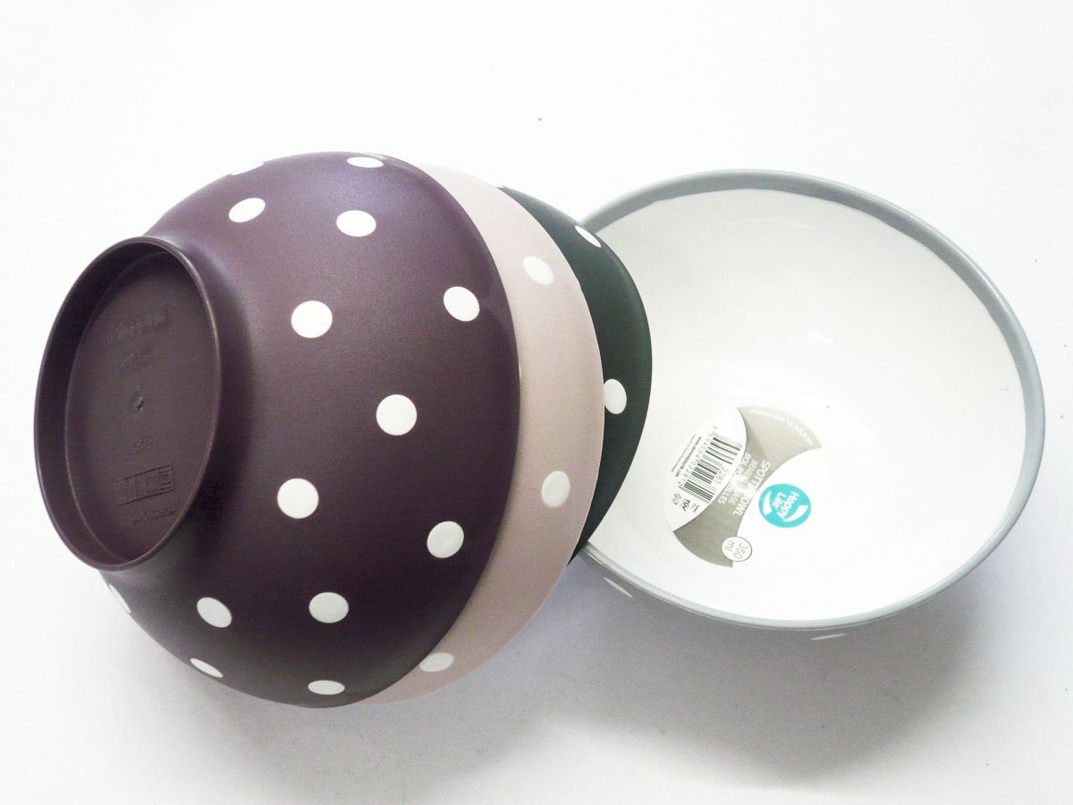 0.75lt plastic spotty bowl - 4/cols*