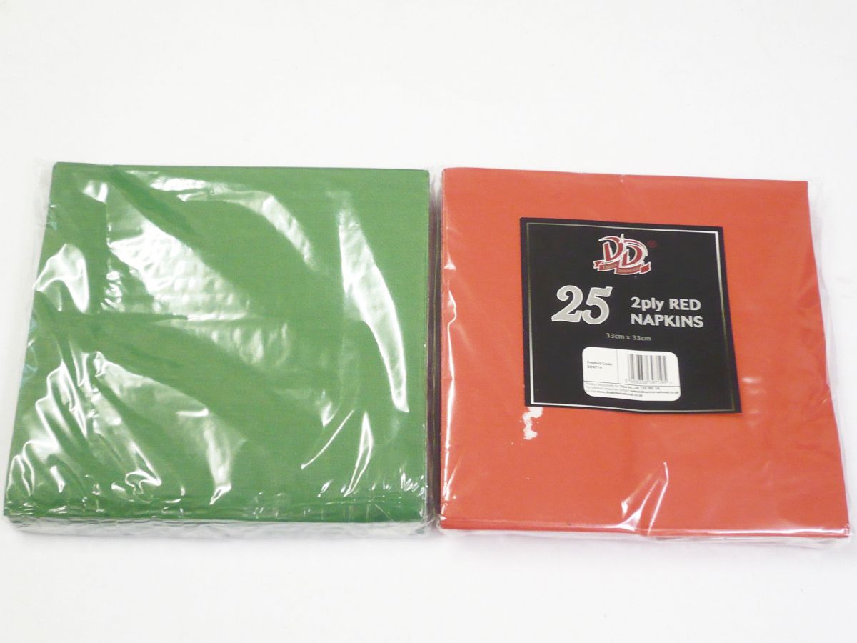Pkt 25,/green/ blue 2ply napkins (33x33cm)* NO RED
