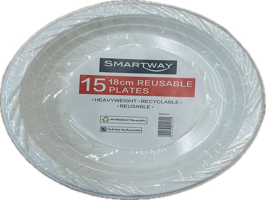 Pack 15, reusable 18cm plates* Pack 15, reusable 18cm plates*