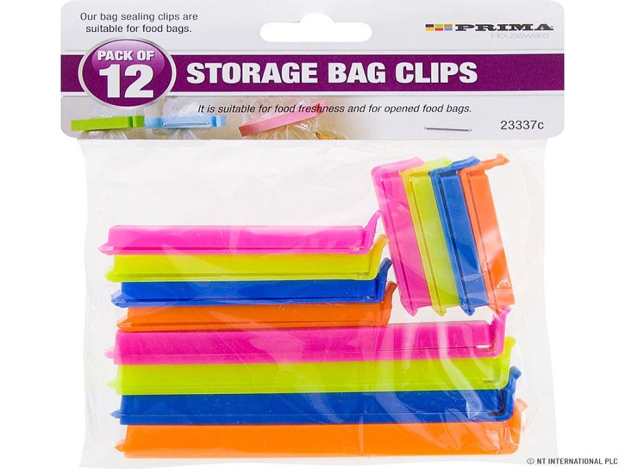 Pack 12, (3x sizes) storage bag clips*