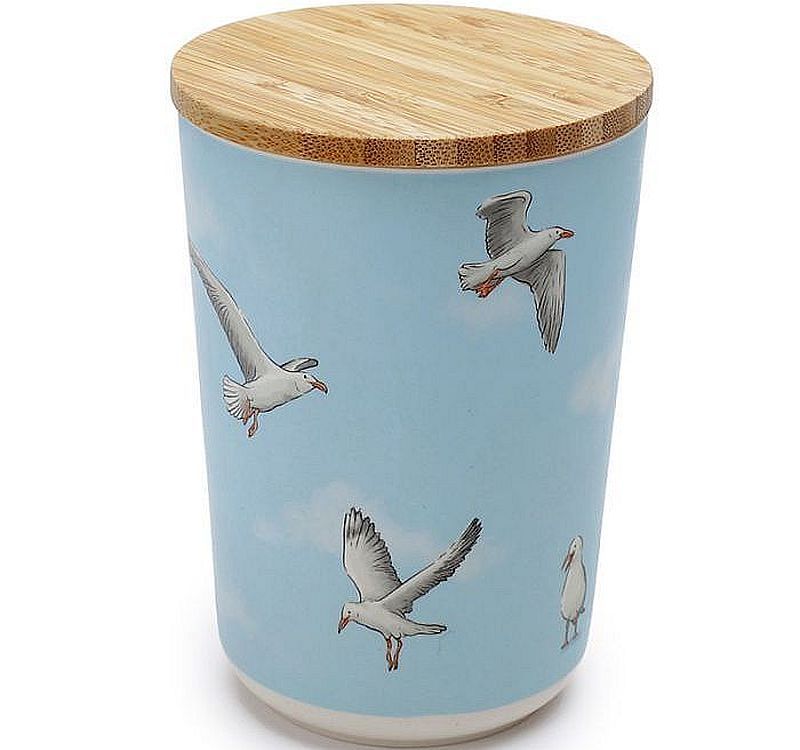 Seagull bamboo medium storage jar H15cm*