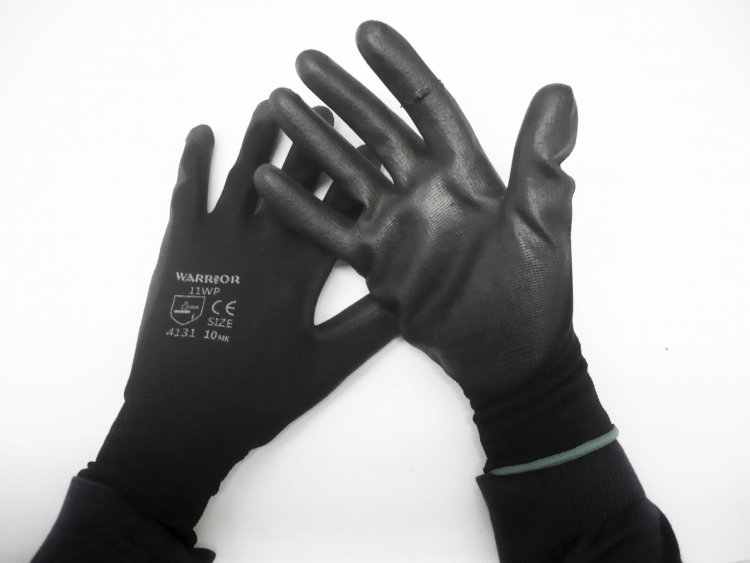 12x pairs, Warrior work gloves/pu palm (sizes 8-11) pls state size BLK