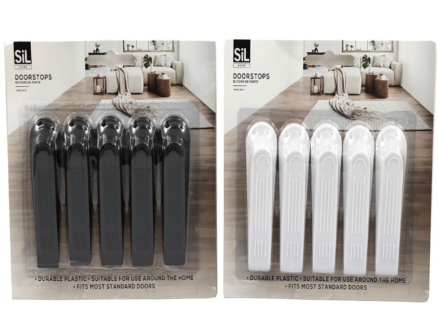 Pack 5, plastic door stops - 2/cols*
